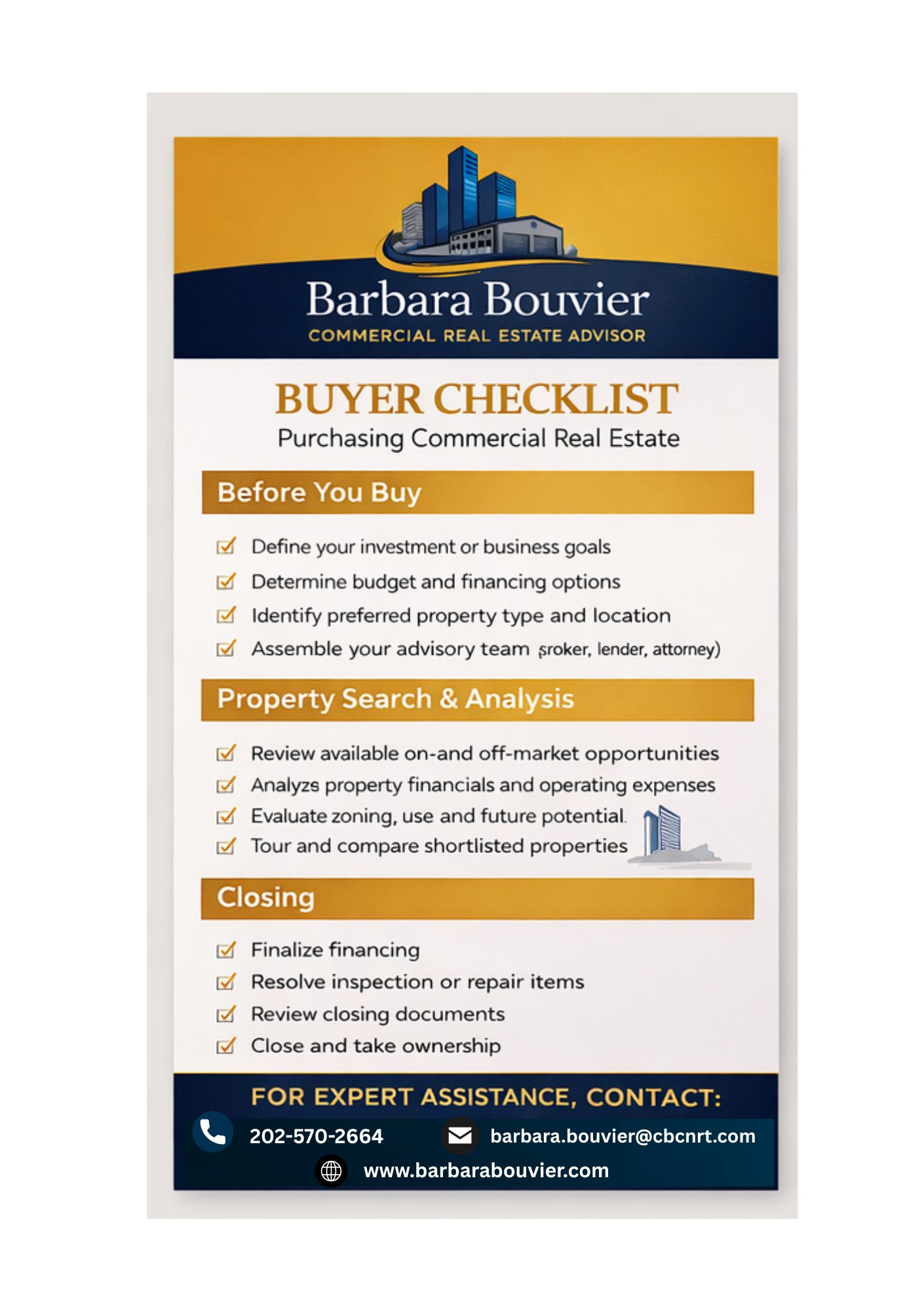 Barbara Bouvier's buyers checklist